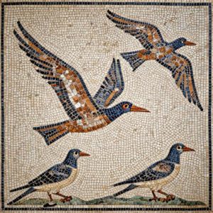 Flying Birds Mosaic Art – Opus Tessellatum Style