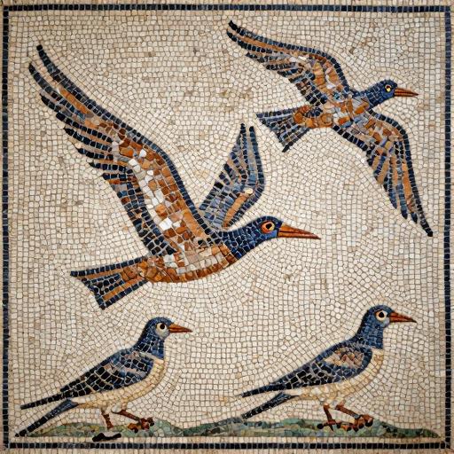 Flying Birds Mosaic Art - Opus Tessellatum Style