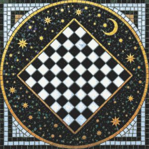 Celestial Checkerboard Mosaic Art – 60×60 cm