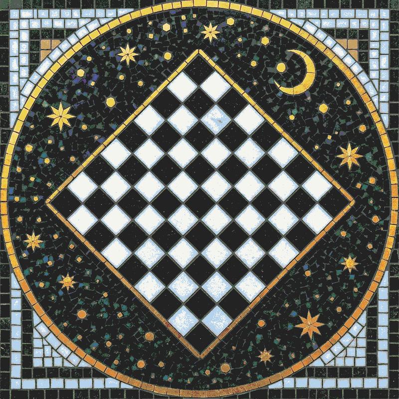Celestial Checkerboard Mosaic Art - 60x60 cm