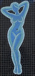 Blue Mosaic Female Silhouette Art