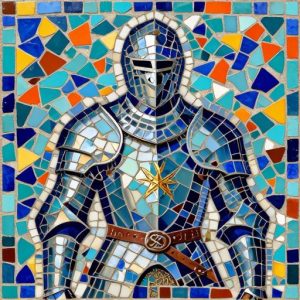 Dark Fantasy Knight Trencadís Mosaic Art