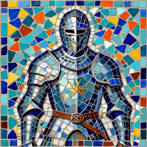Dark Fantasy Knight Trencadís Mosaic Art