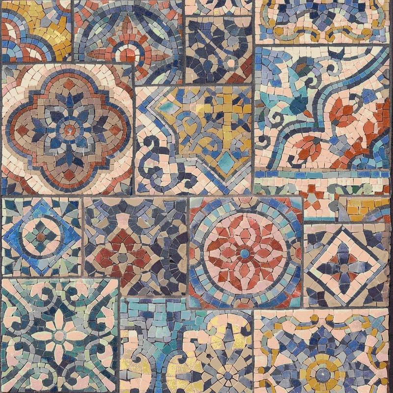 Traditional Geometric Mosaic Tile Art - 25x25 cm