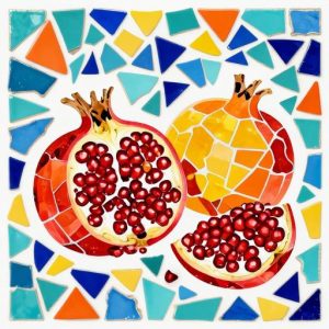 Vibrant Pomegranate Trencadís Mosaic Art