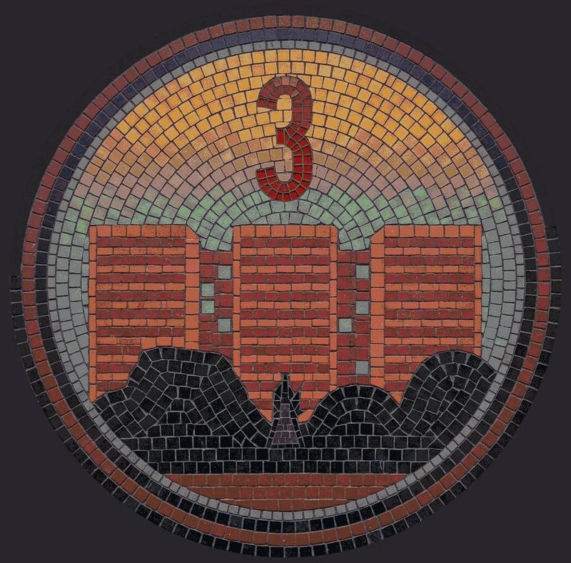 Surreal Red Architecture Mosaic - Circular Art