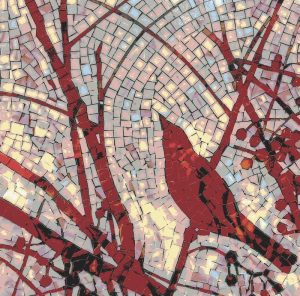 Red Bird in Winter Mosaic Art