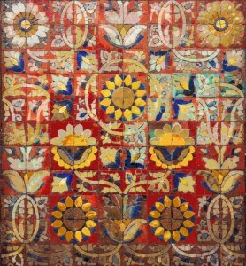 Classic Floral Mosaic Art – Red and Gold