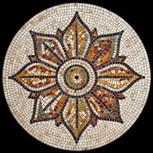 Vibrant Floral Mosaic Round Tabletop