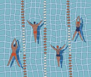 Mosaic Art: Swimmers in the Pool