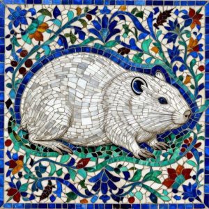 White Rat in a Garden – Florentine Mosaic Art