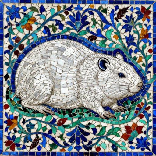 White Rat in a Garden - Florentine Mosaic Art