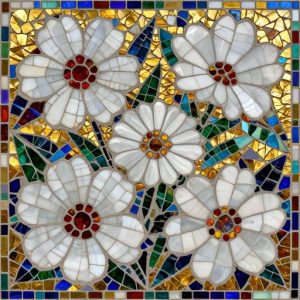 Large White Flowers Mosaic Art – Opus Incertum