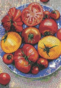 Vibrant Tomato Still Life Mosaic Art