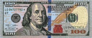 Benjamin Franklin $100 Bill Mosaic Art