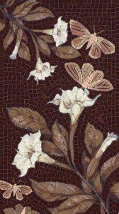 Elegant Floral and Moth Mosaic Art