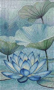 Blue Lotus Mosaic Art – Serene Nature Wall Decor