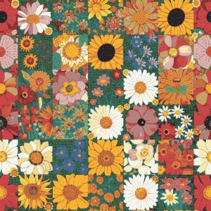 Vibrant Floral Garden Mosaic Art – 25×25 cm