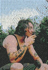 Contemplative Smoker Mosaic Art
