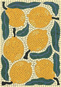 Vibrant Lemon Mosaic Art – Mediterranean Nature Decor