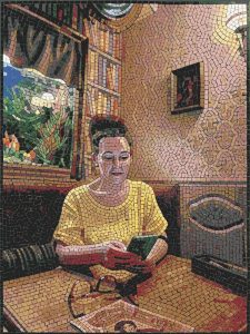 Modern Moment Mosaic Art – Woman with Smartphone