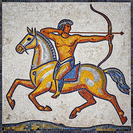 Centaur Archer Mosaic Art - Opus Tessellatum Style