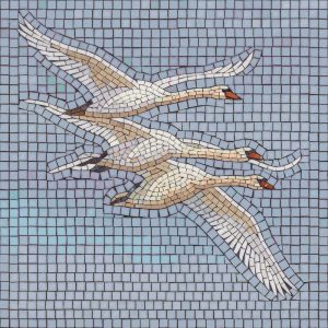 Flying Swans Mosaic Art – 60×60 cm