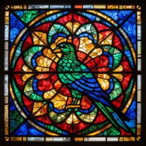 Vibrant Stained Glass Bird Mosaic Art