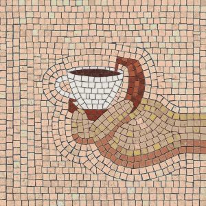 Abstract Coffee Cup Mosaic Art – 28×28 cm