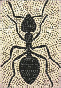 Black Ant Mosaic Art – Minimalist Nature Decor