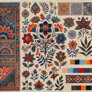 Classic Floral Mosaic Art – 25×25 cm