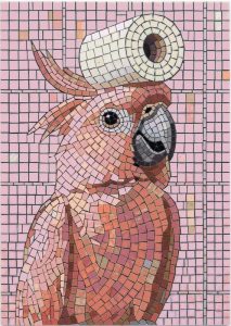 Quirky Pink Cockatoo Mosaic Art