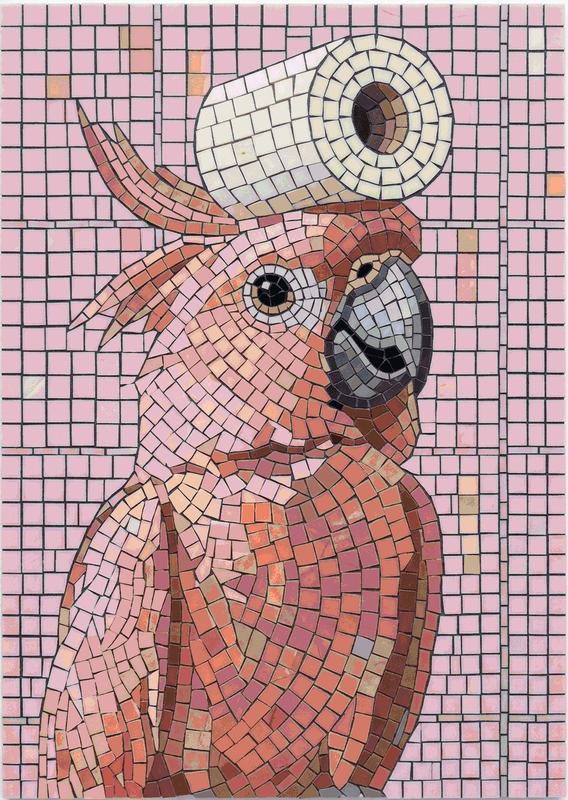 Quirky Pink Cockatoo Mosaic Art