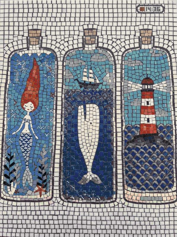 Nautical Wonders Mosaic Art - Mermaid, Whale & Lighthouse