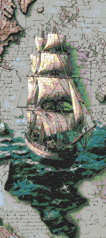Sailing Ship Mosaic Art - Maritime Exploration