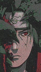 Mysterious Mosaic Portrait with Crows