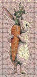 Cute Rabbit with Carrot Mosaic Art