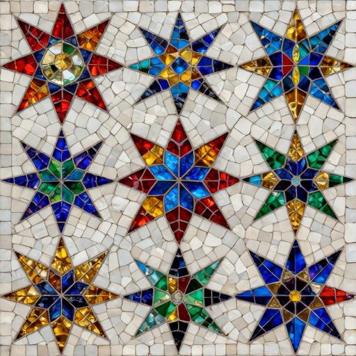 Colorful Mosaic Stars Wall Art - Custom Smalt Design