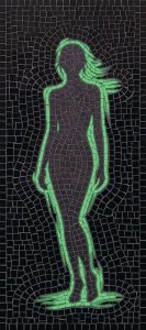 Neon Silhouette Woman Mosaic Art