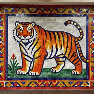 Cheerful Tiger Soviet Style Mosaic Art