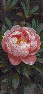 Pink Peony Mosaic Art – Elegant Nature Wall Decor