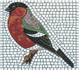 Vibrant Bullfinch Mosaic Art – 60×53 cm