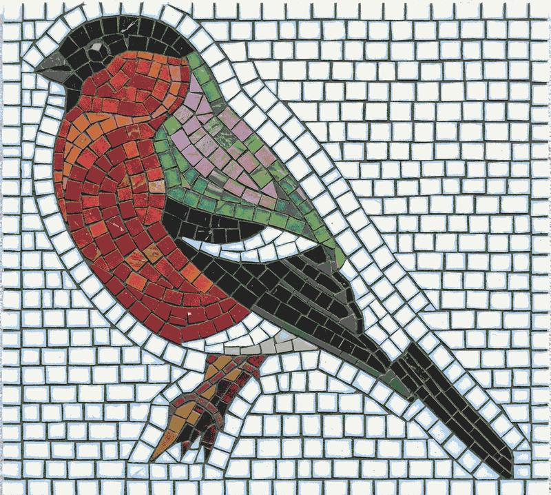 Vibrant Bullfinch Mosaic Art - 60x53 cm