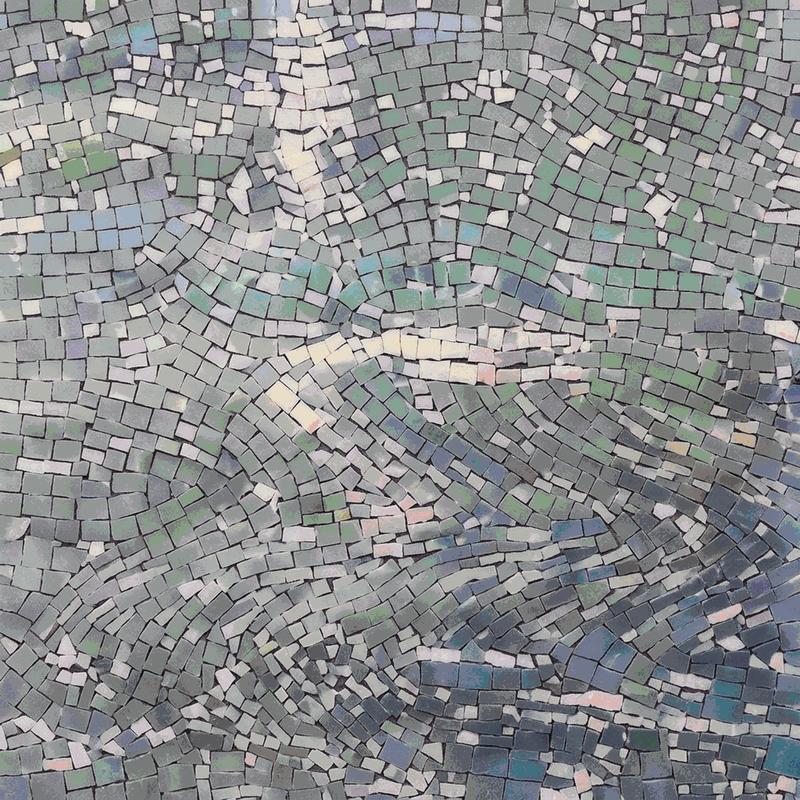 Abstract Grey and Sage Green Mosaic Art