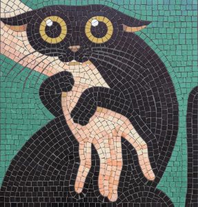 Playful Black Cat Mosaic Art