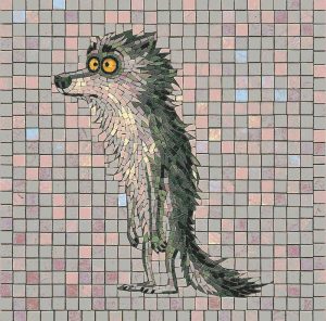 Whimsical Wolf Mosaic Art – Unique Animal Wall Decor