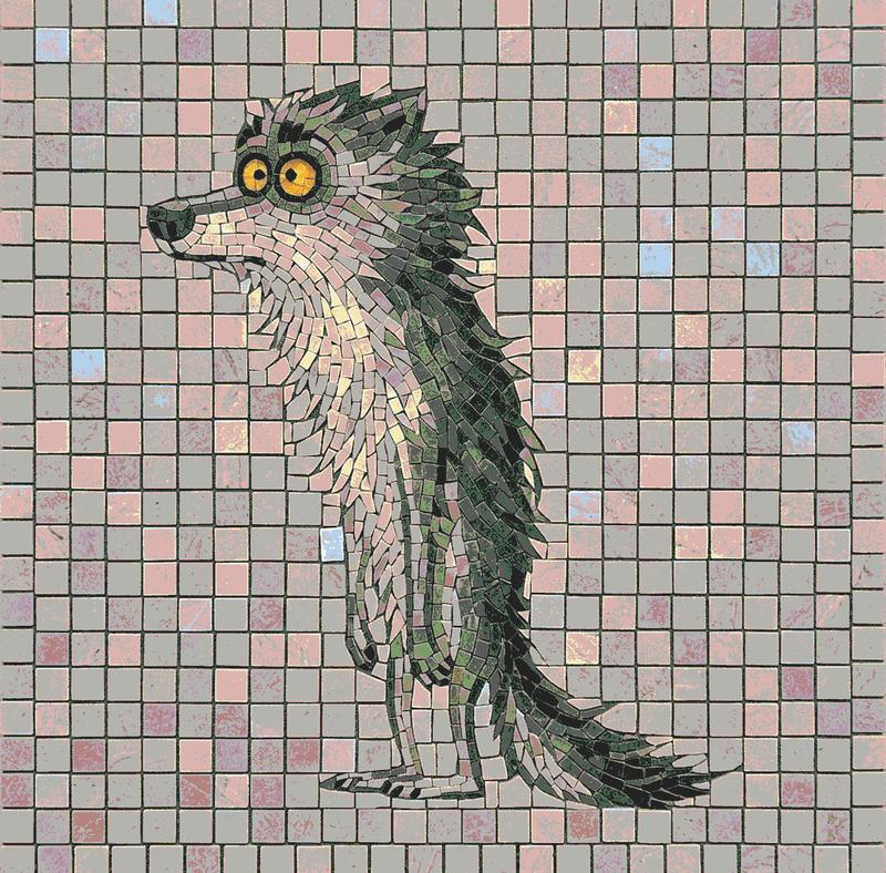 Whimsical Wolf Mosaic Art - Unique Animal Wall Decor