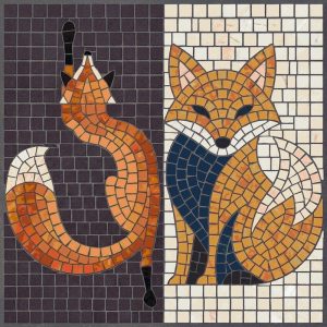 Dual Fox Mosaic Art – Contrast of Energy and Calm