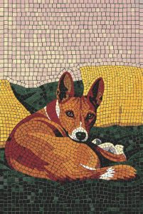 Mosaic Art: Reddish-Brown Dog Portrait