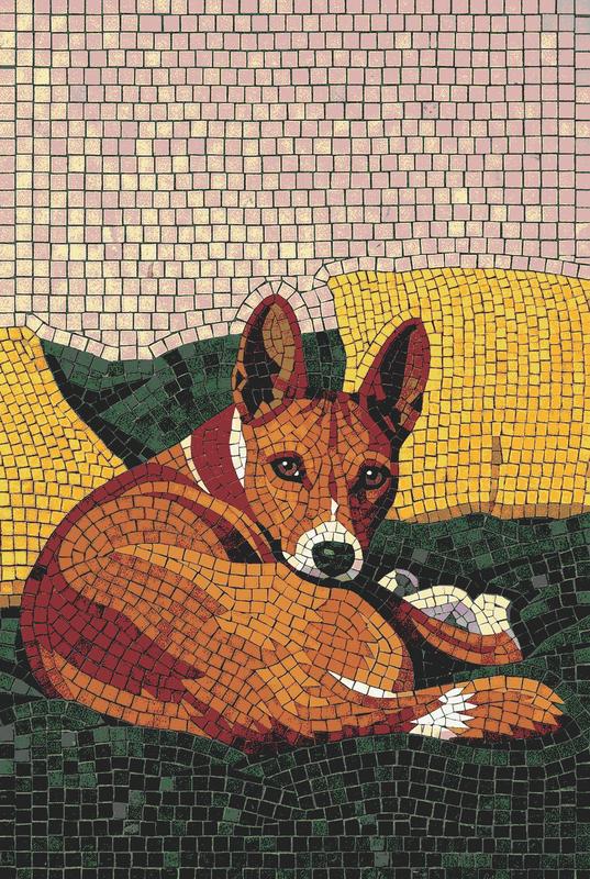 Mosaic Art: Reddish-Brown Dog Portrait
